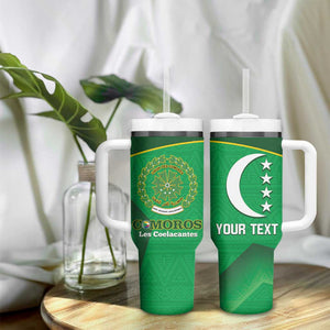 Custom Comoros Football Tumbler With Handle Allez Les Coelacantes