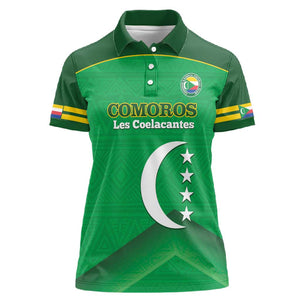 Custom Comoros Football Women Polo Shirt Allez Les Coelacantes