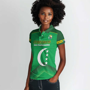 Custom Comoros Football Women Polo Shirt Allez Les Coelacantes