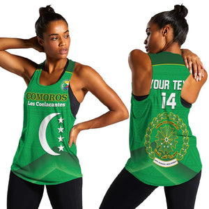 Custom Comoros Football Women Racerback Tank Allez Les Coelacantes