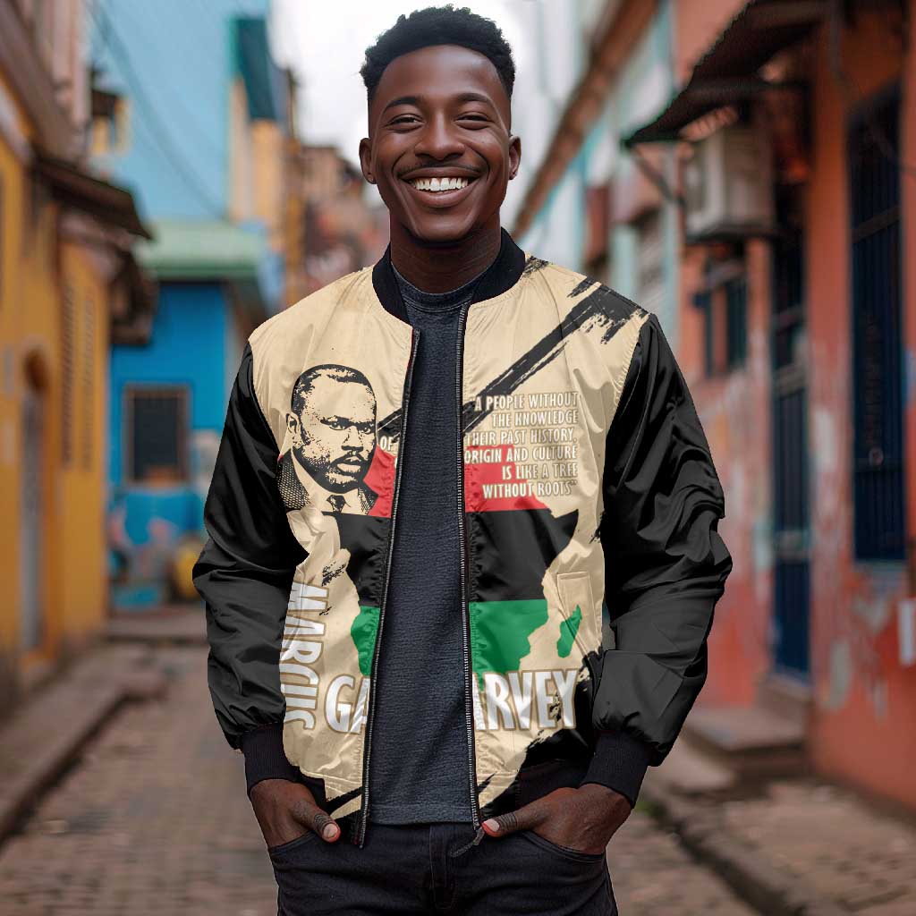 Marcus Garvey Day Bomber Jacket UNIA Flag Mix African Map - African Pride