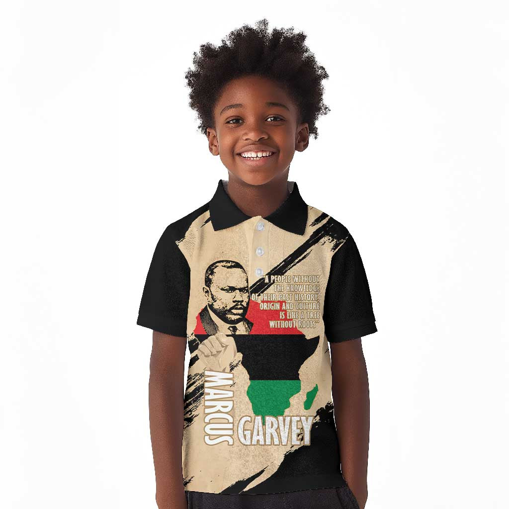 Marcus Garvey Day Kid Polo Shirt UNIA Flag Mix African Map - African Pride