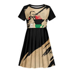 Marcus Garvey Day Kid Short Sleeve Dress UNIA Flag Mix African Map - African Pride