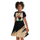 Marcus Garvey Day Kid Short Sleeve Dress UNIA Flag Mix African Map - African Pride