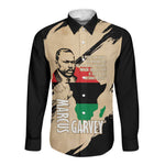 Marcus Garvey Day Long Sleeve Button Shirt UNIA Flag Mix African Map - African Pride