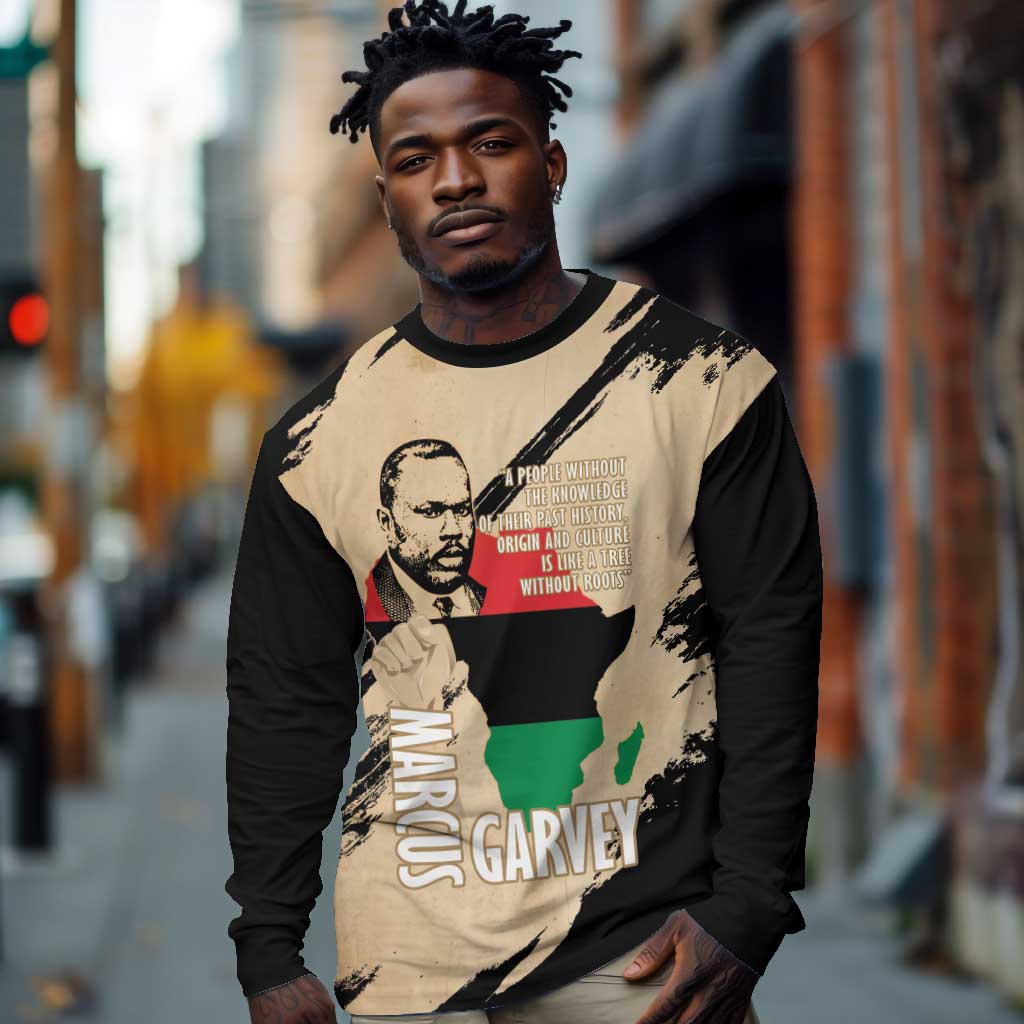 Marcus Garvey Day Long Sleeve Shirt UNIA Flag Mix African Map - African Pride