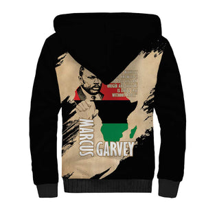 Marcus Garvey Day Sherpa Hoodie UNIA Flag Mix African Map - African Pride