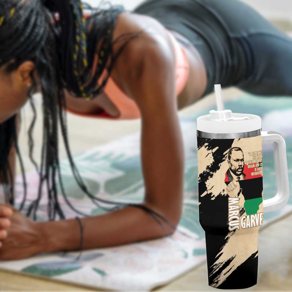 Marcus Garvey Day Tumbler With Handle UNIA Flag Mix African Map - African Pride