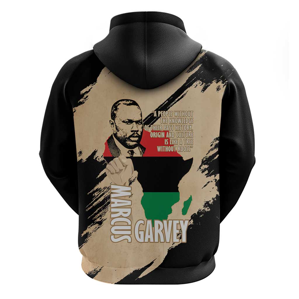 Marcus Garvey Day Zip Hoodie UNIA Flag Mix African Map - African Pride