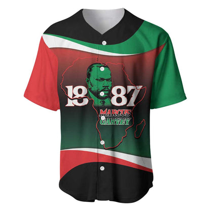 Marcus Garvey 1887 Baseball Jersey African Map Curves Style - African Pride