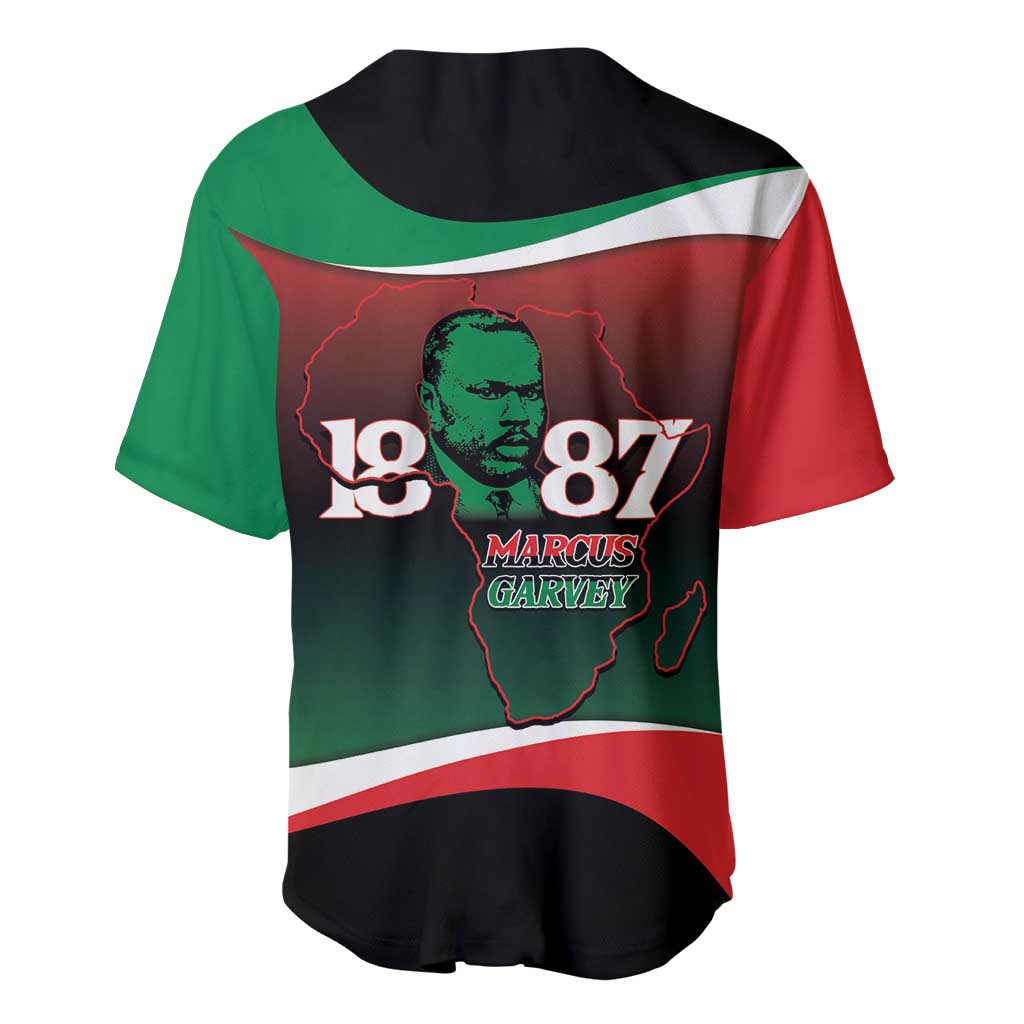 Marcus Garvey 1887 Baseball Jersey African Map Curves Style - African Pride