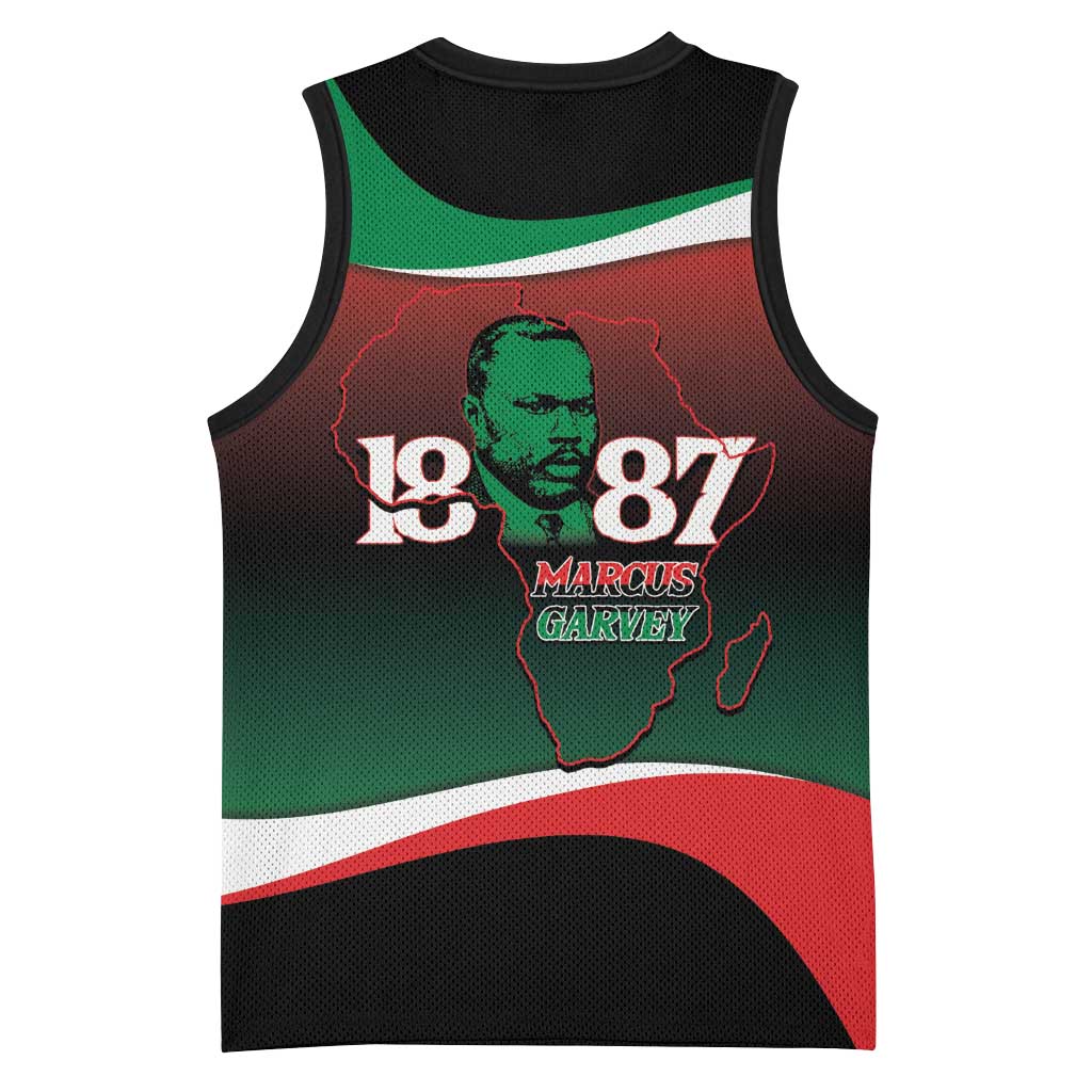 Marcus Garvey 1887 Basketball Jersey African Map Curves Style LT14