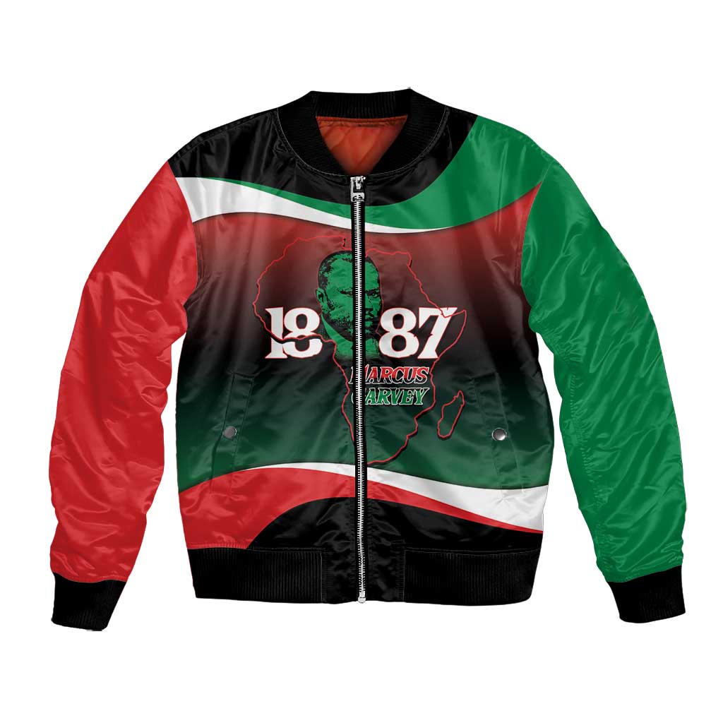 Marcus Garvey 1887 Bomber Jacket African Map Curves Style - African Pride