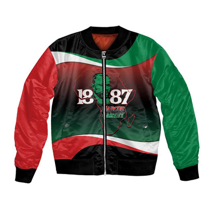Marcus Garvey 1887 Bomber Jacket African Map Curves Style - African Pride