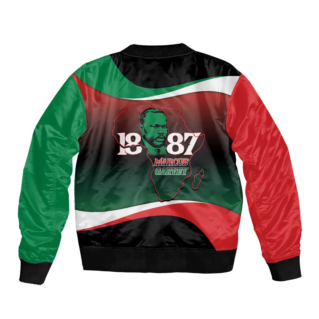 Marcus Garvey 1887 Bomber Jacket African Map Curves Style - African Pride