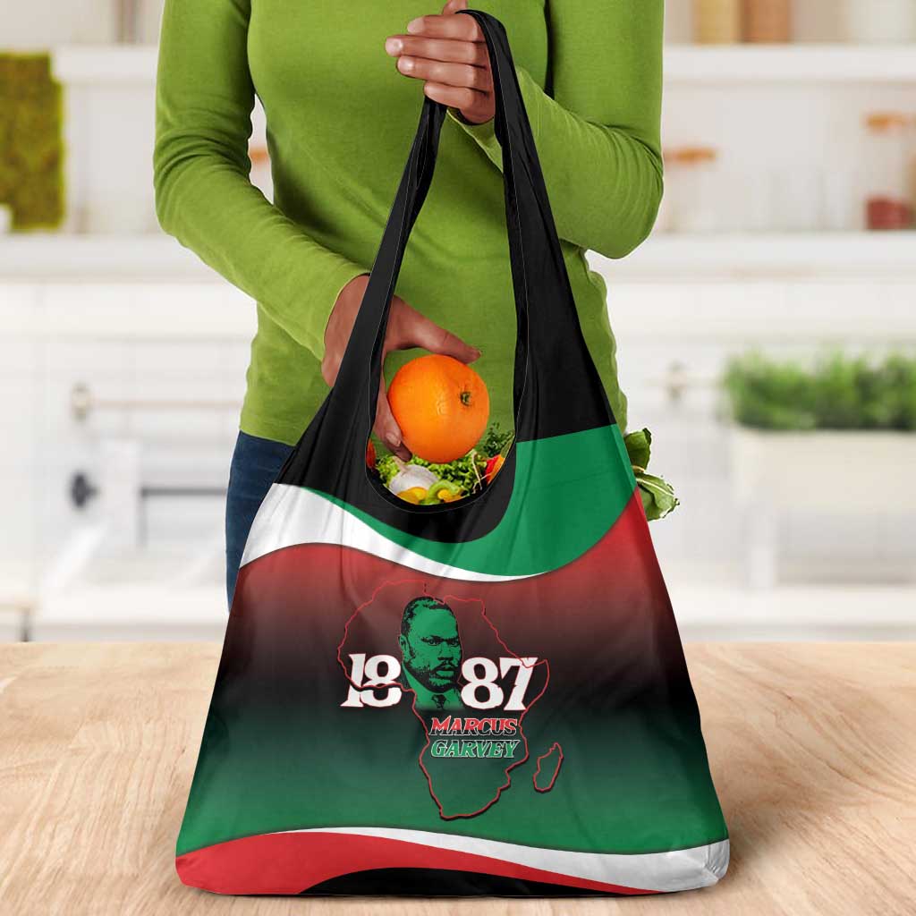 Marcus Garvey 1887 Grocery Bag African Map Curves Style - African Pride
