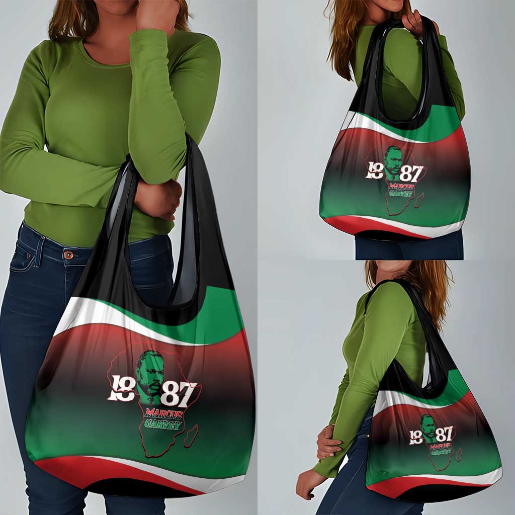 Marcus Garvey 1887 Grocery Bag African Map Curves Style - African Pride