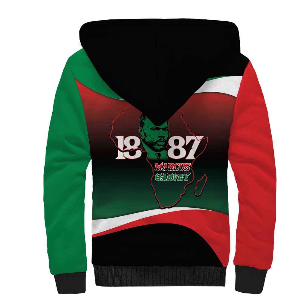 Marcus Garvey 1887 Sherpa Hoodie African Map Curves Style - African Pride