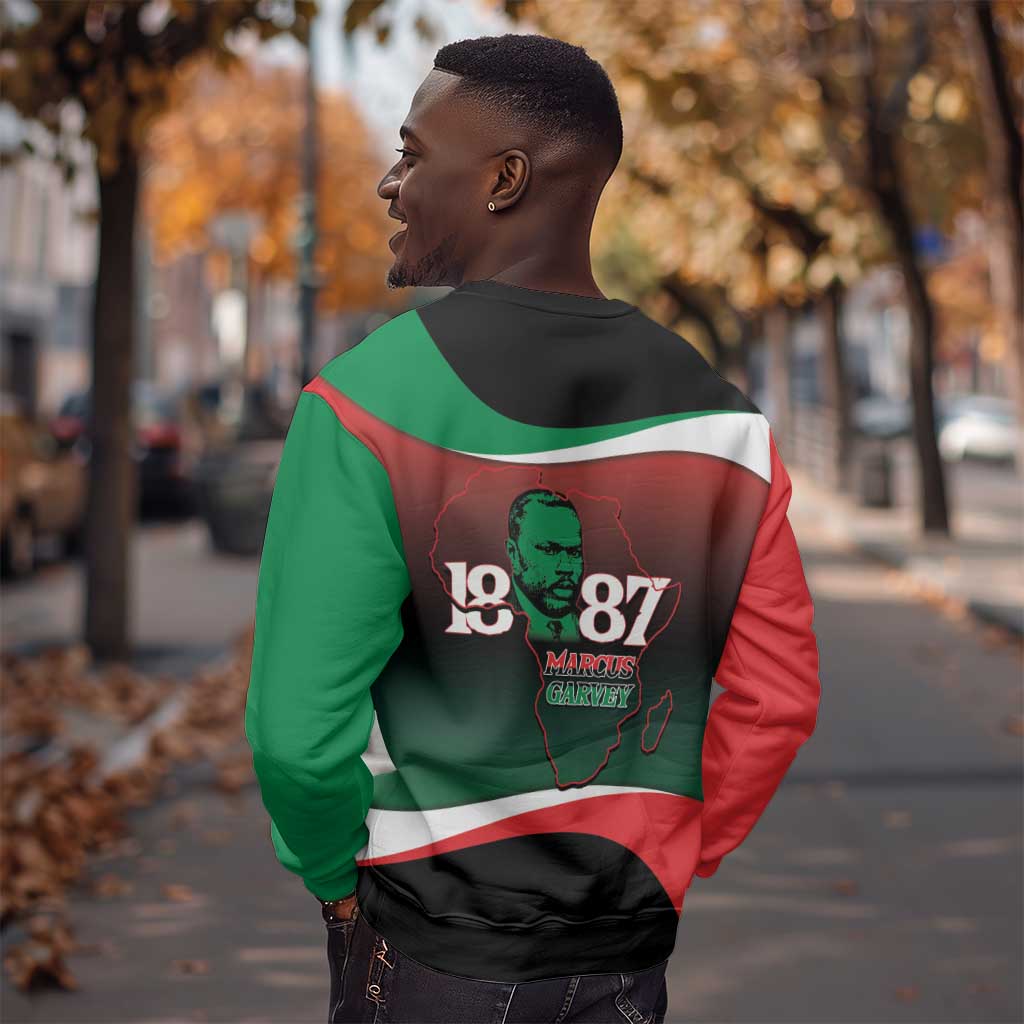 Marcus Garvey 1887 Sweatshirt African Map Curves Style - African Pride