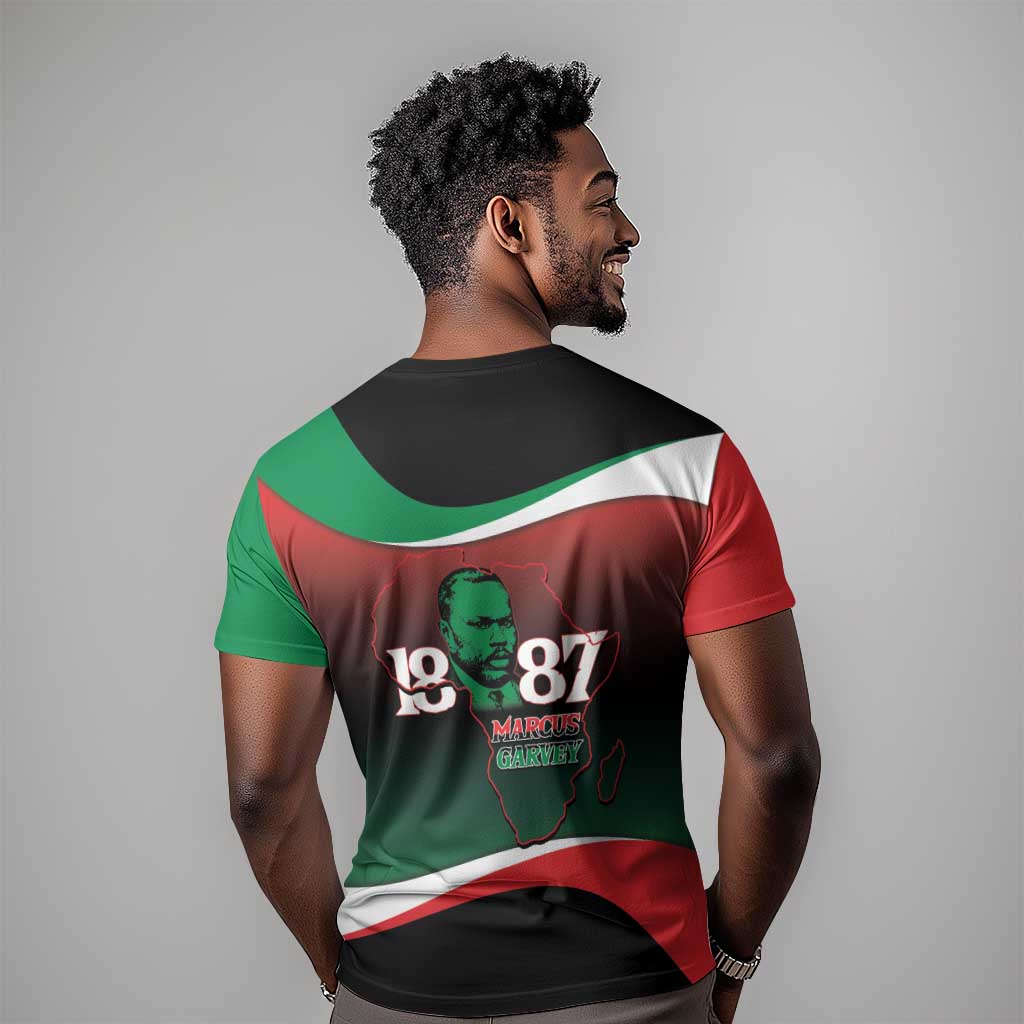 Marcus Garvey 1887 T shirt African Map Curves Style - African Pride
