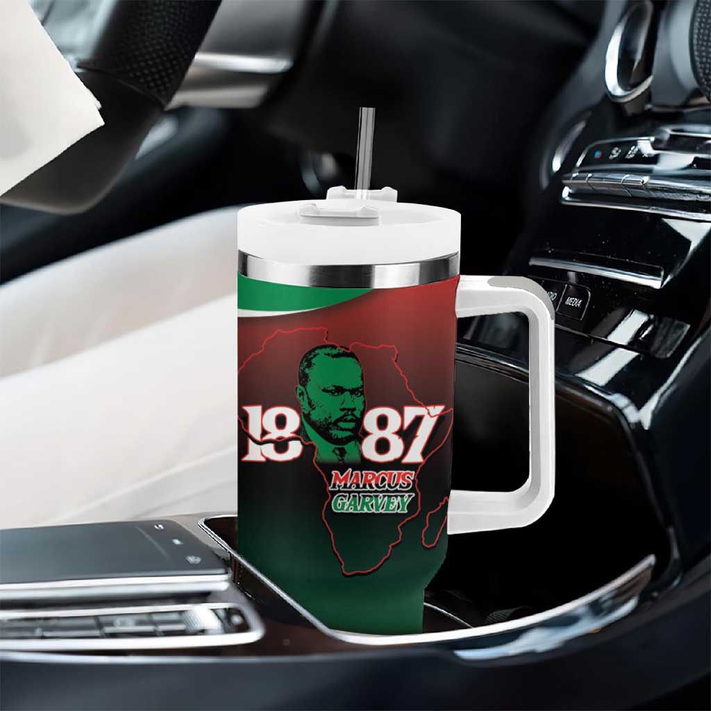 Marcus Garvey 1887 Tumbler With Handle African Map Curves Style - African Pride