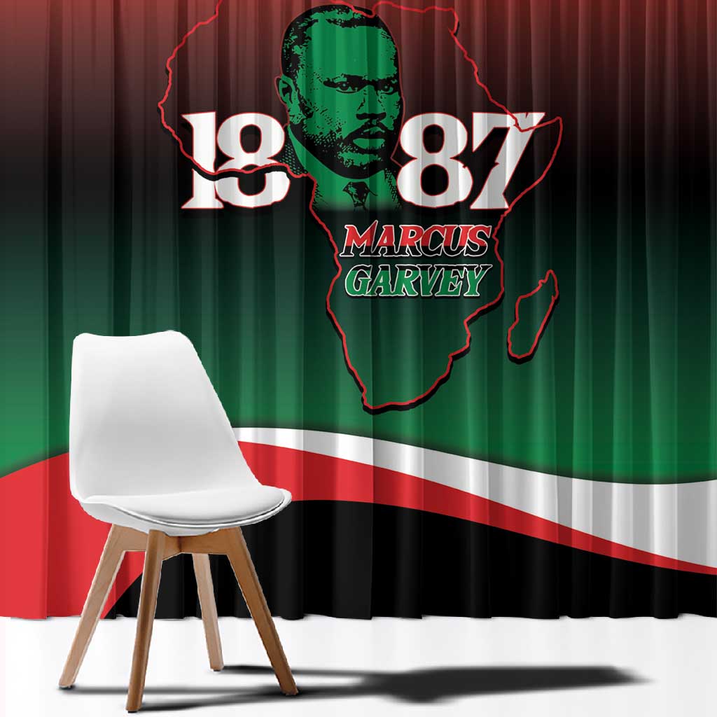 Marcus Garvey 1887 Window Curtain African Map Curves Style - African Pride