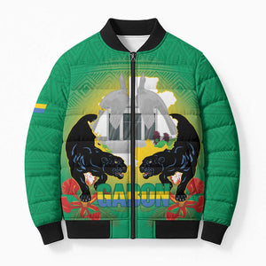 Gabon Independence Day Bomber Puffer Jacket Memorial Leon Mba Monument
