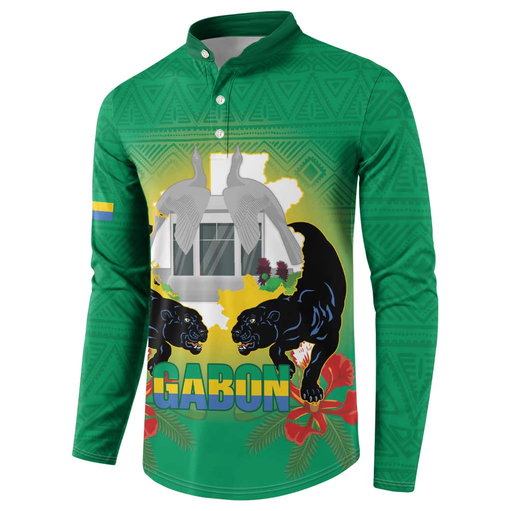 Gabon Independence Day Button Sweatshirt Memorial Leon Mba Monument