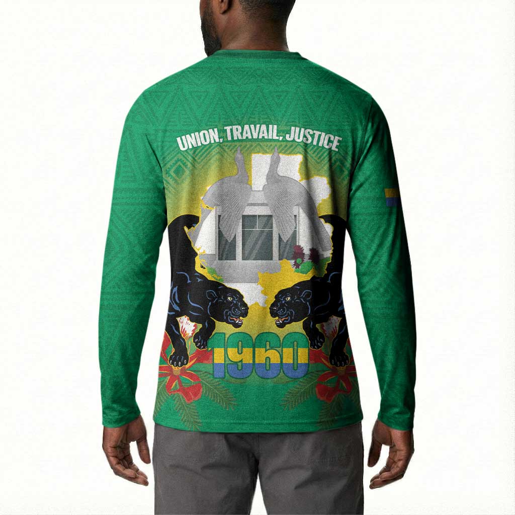 Gabon Independence Day Button Sweatshirt Memorial Leon Mba Monument