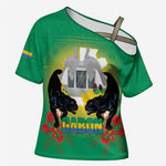 Gabon Independence Day Cross Shoulder Shirt Memorial Leon Mba Monument
