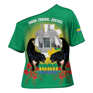 Gabon Independence Day Cross Shoulder Shirt Memorial Leon Mba Monument