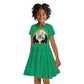 Afro Gabon Independence Day Kid Short Sleeve Dress Memorial Leon Mba Monument - African Pride