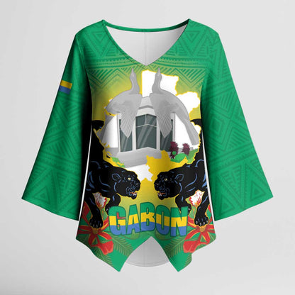 Gabon Independence Day Kimono Sleeve Blouse Memorial Leon Mba Monument