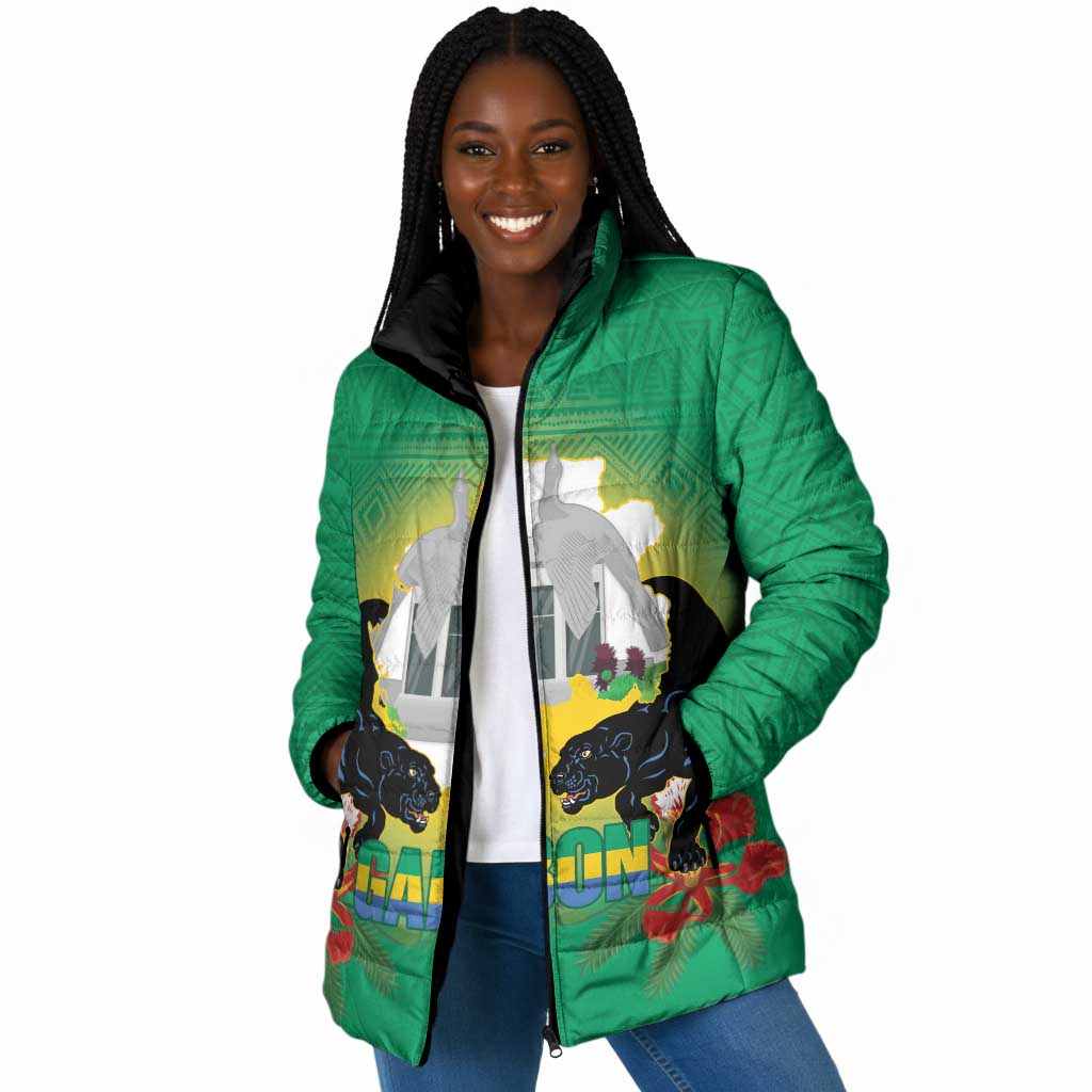 Gabon Independence Day Padded Jacket Memorial Leon Mba Monument