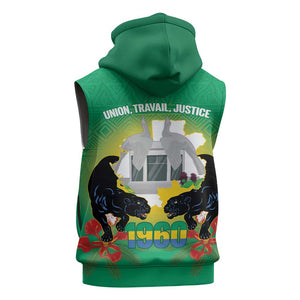 Afro Gabon Independence Day Sleeveless Hoodie Memorial Leon Mba Monument - African Pride