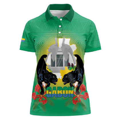 Afro Gabon Independence Day Women Polo Shirt Memorial Leon Mba Monument - African Pride