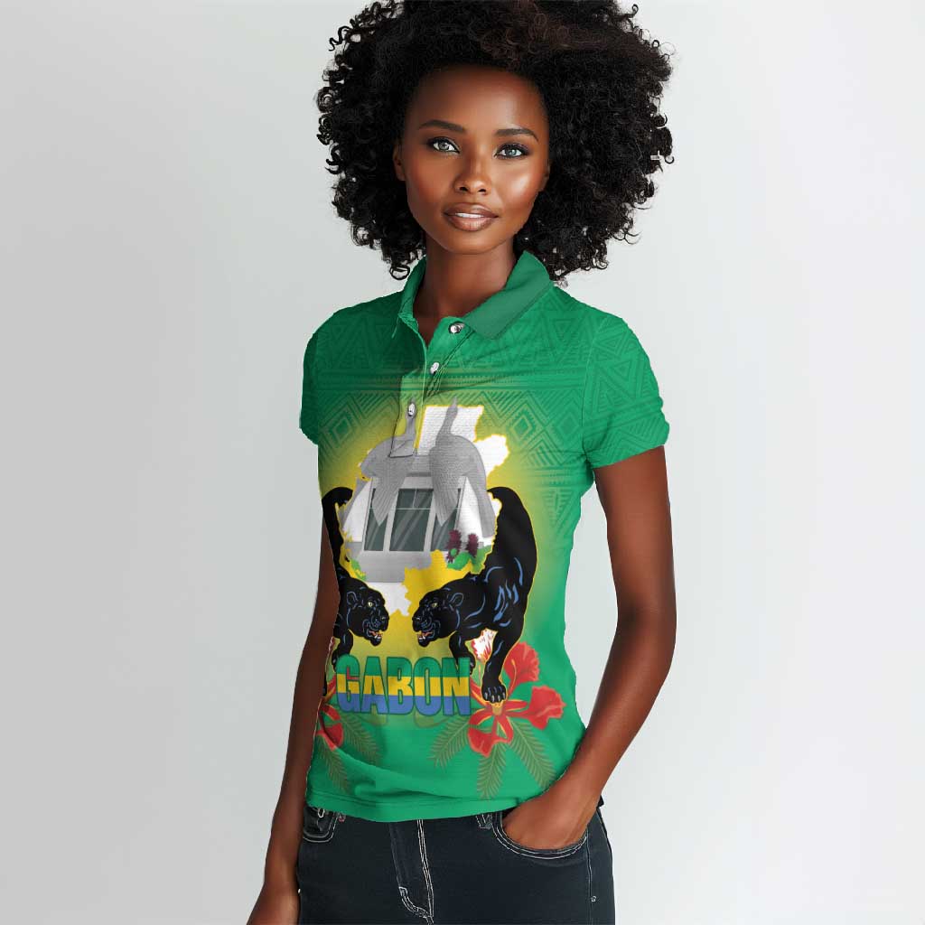 Afro Gabon Independence Day Women Polo Shirt Memorial Leon Mba Monument - African Pride