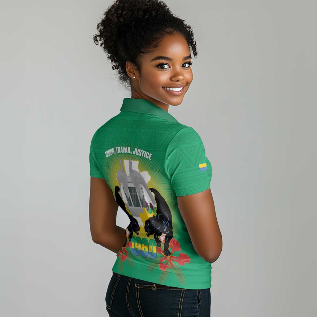Afro Gabon Independence Day Women Polo Shirt Memorial Leon Mba Monument - African Pride