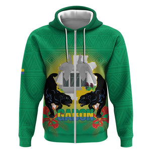 Afro Gabon Independence Day Zip Hoodie Memorial Leon Mba Monument - African Pride