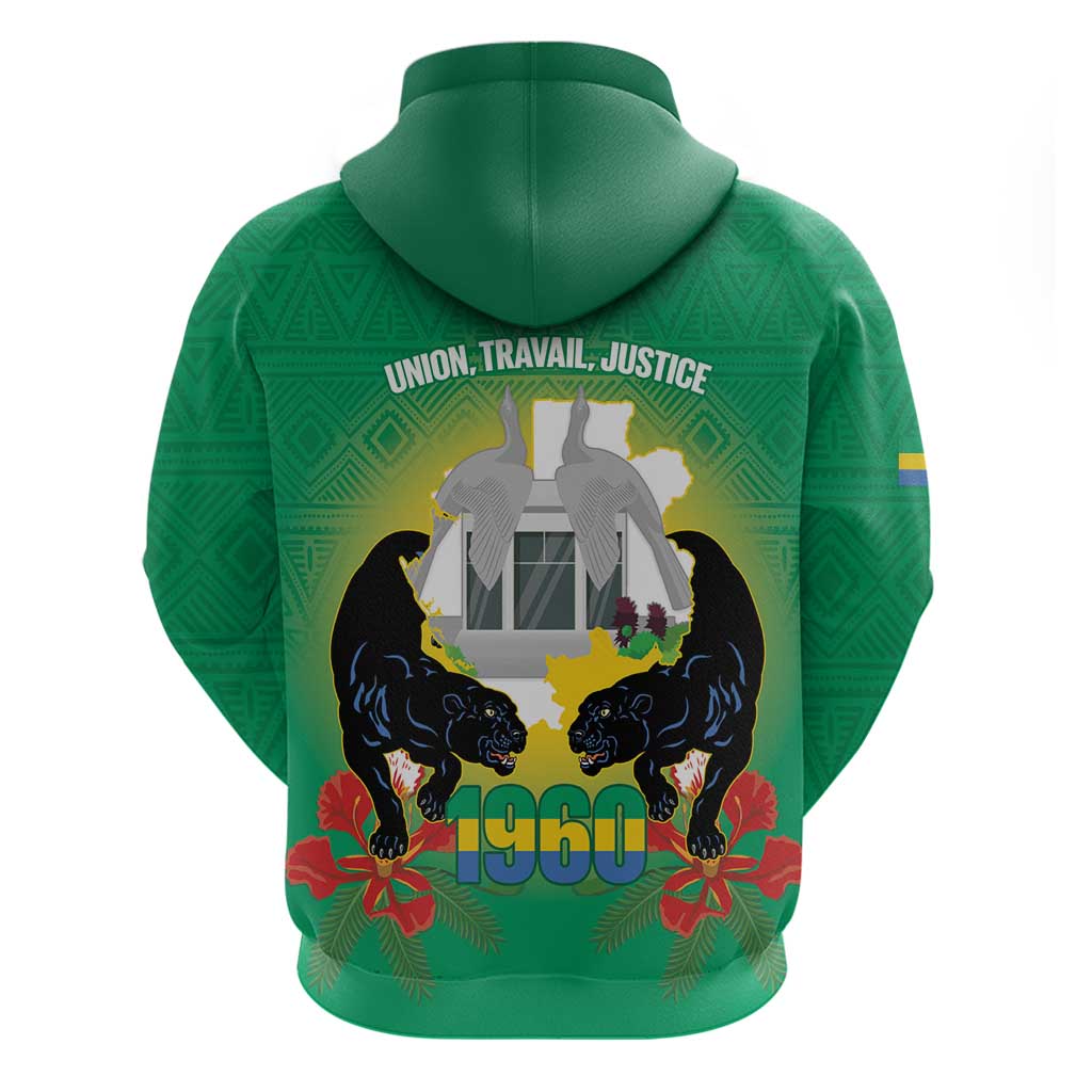 Afro Gabon Independence Day Zip Hoodie Memorial Leon Mba Monument - African Pride