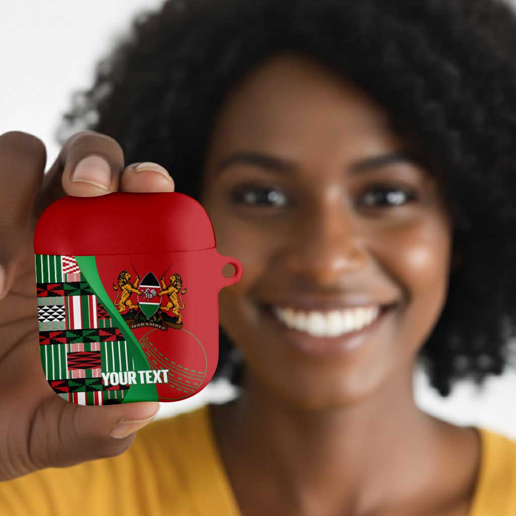 Custom Kenya Cricket AirPods Case Come On Simbas Kente Pattern
