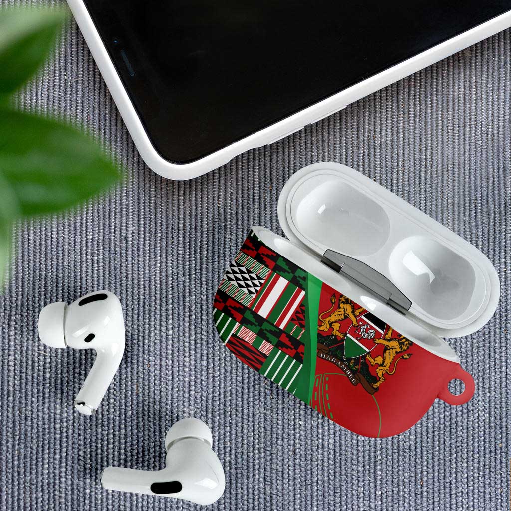 Custom Kenya Cricket AirPods Case Come On Simbas Kente Pattern
