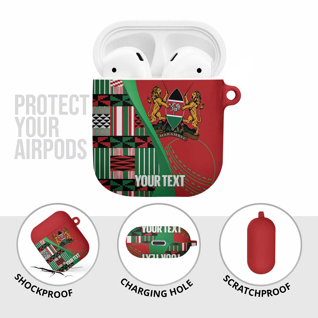Custom Kenya Cricket AirPods Case Come On Simbas Kente Pattern