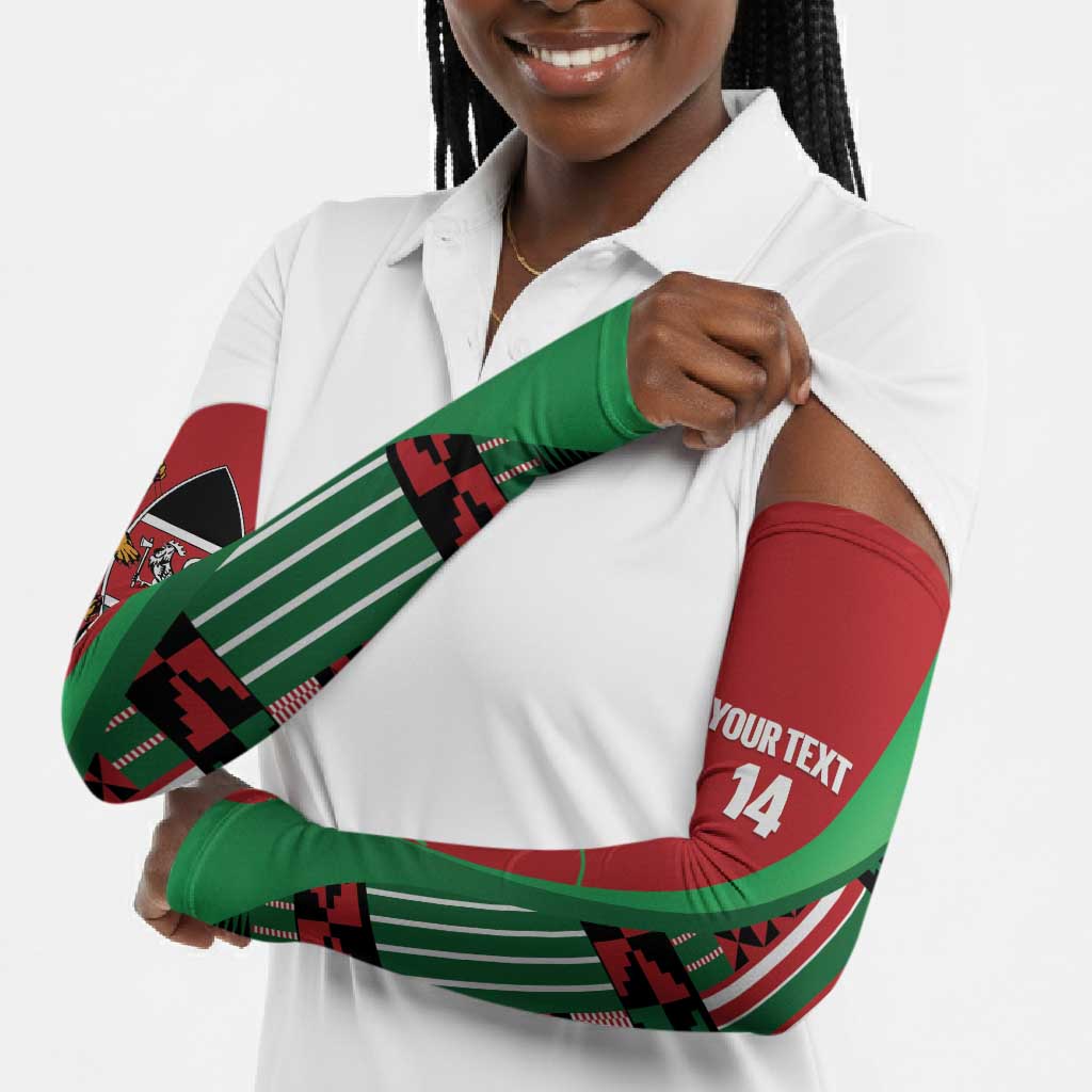 Custom Kenya Cricket Arm Sleeves Come On Simbas Kente Pattern