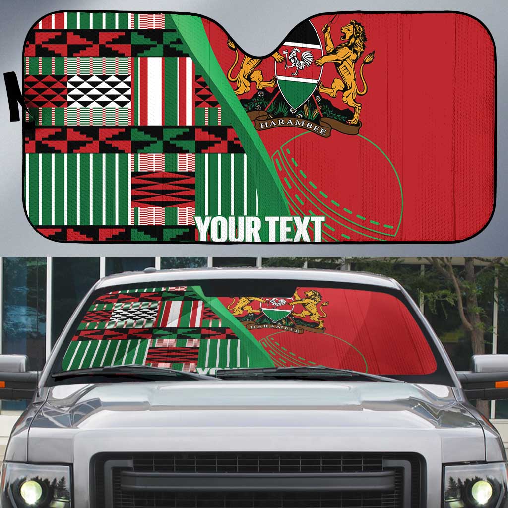 Custom Kenya Cricket Auto Sun Shade Come On Simbas Kente Pattern