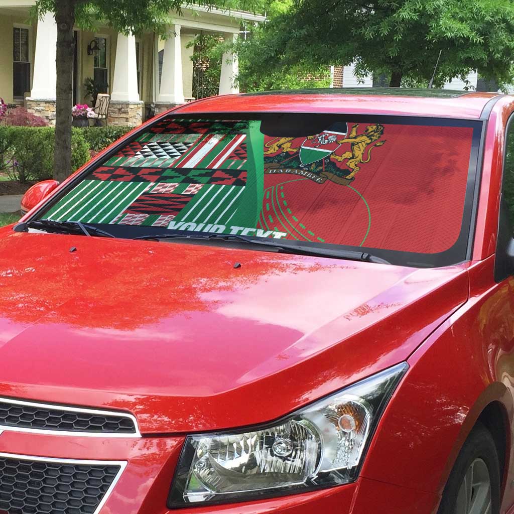 Custom Kenya Cricket Auto Sun Shade Come On Simbas Kente Pattern