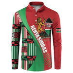 Custom Kenya Cricket Button Sweatshirt Come On Simbas Kente Pattern