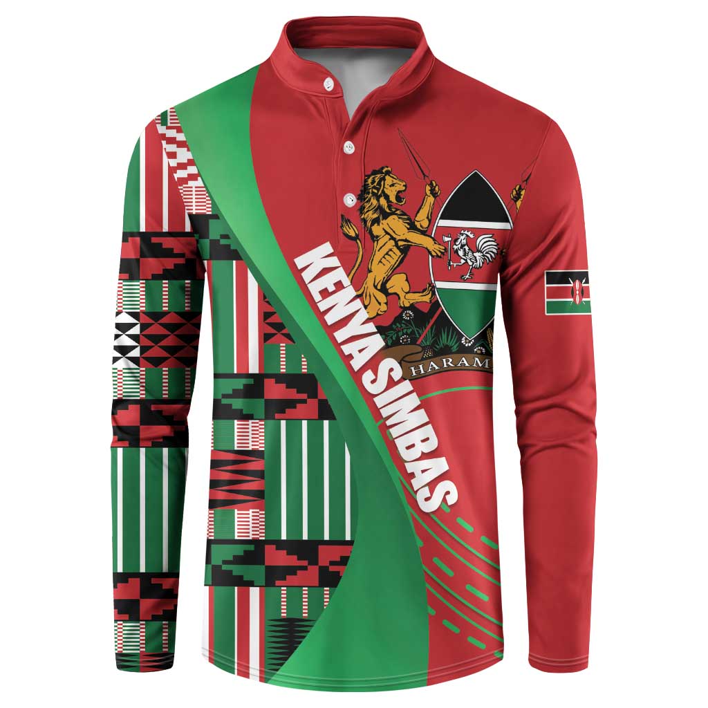 Custom Kenya Cricket Button Sweatshirt Come On Simbas Kente Pattern