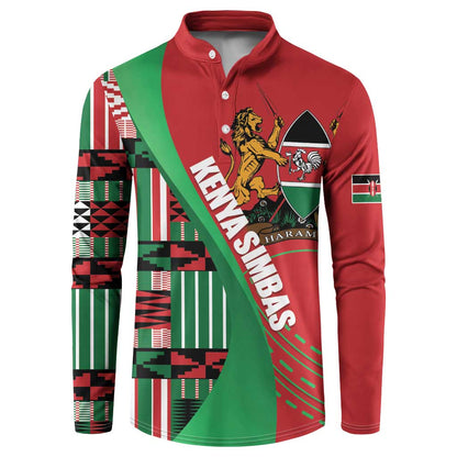 Custom Kenya Cricket Button Sweatshirt Come On Simbas Kente Pattern