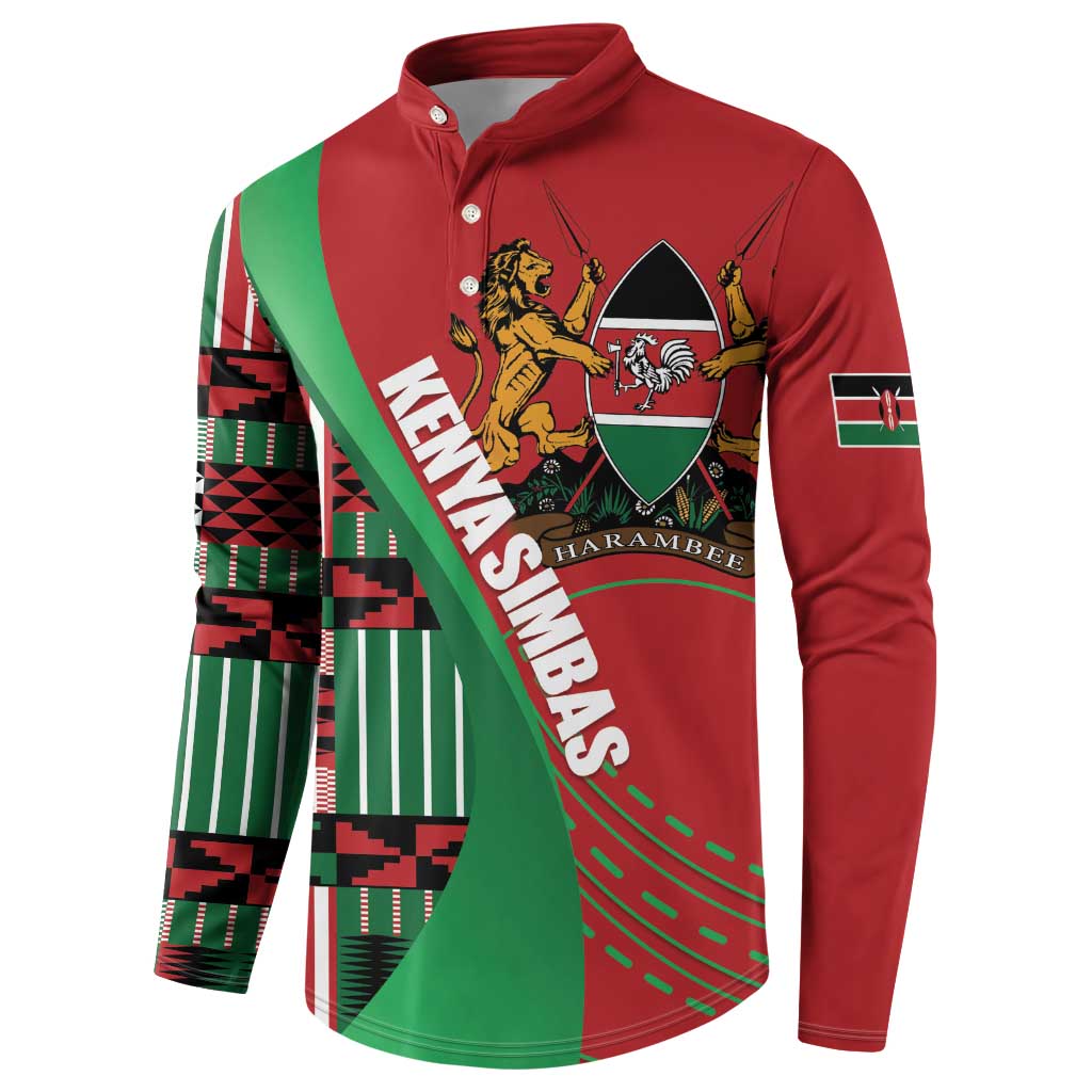 Custom Kenya Cricket Button Sweatshirt Come On Simbas Kente Pattern